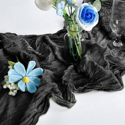 1-Pack Black Cheesecloth Table Runners – 10FT (35x120 Inch) Boho Rustic Gauze Fabric Cheese Cloth Table Runner for Weddings, Baby Showers, Bridal Shower, Farmhouse & Birthday Party Decor