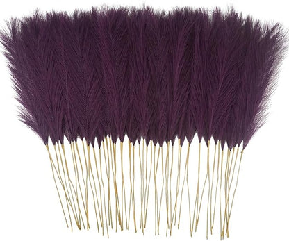 50pcs Pink Faux Pampas Grass Decor, 21.6" Short Artificial Pompous Grass Floral Fake Pompas Grass Branches Vase Filler Flower Arrangement for Home Wedding Boho Decor