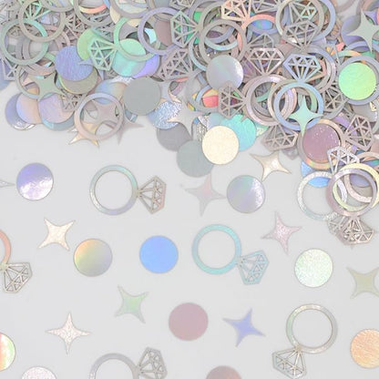 300 PCS Iridescent Bachelorette Confetti, Engagement Confetti Wedding Shower Table Decorations, Ring Table Scatters for Bridal Shower Decorations