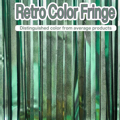 PartyWoo Green Streamers Backdrop 2pcs Green Tinsel Foil Fringe Streamer Curtains 8.2 FT Curtains Photo Backdrop for Graduation Birthday Dinosaur Jungle Golf Football Theme Party Decorations