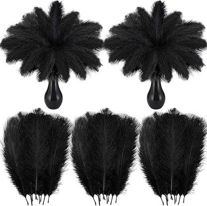 Crowye 60 Pcs Ostrich Feathers Bulk for Centerpieces Craft Ostrich Feathers for Vase Wedding Masquerade Party Home Costume Decorations (10-12 Inch,Black)