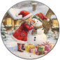 Round Wall Decor Christmas Metal Tin Sign Girl and Snowman Sign Rustic Wall Decor Wall Plaque Snowman Wreath Sign for Christmas Round Wreath Wall Decor Vintage Garage Yard Home 12 * 12 in