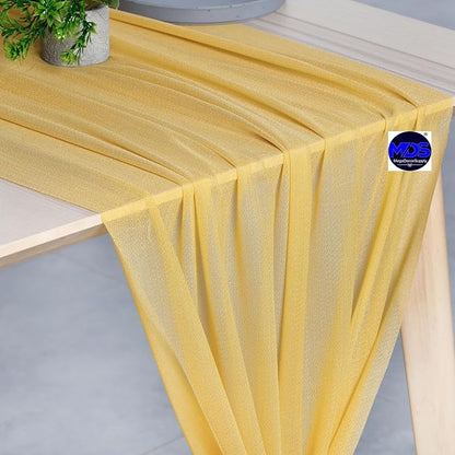 MDS Halloween Chiffon Table Runner - 25 Pack, 29 x 170 Inches, 14ft Each - Sheer Spooky Table Runners for Haunted House Parties, Trick-or-Treat Tables, Witchy Décor, Wedding & Events - Gold