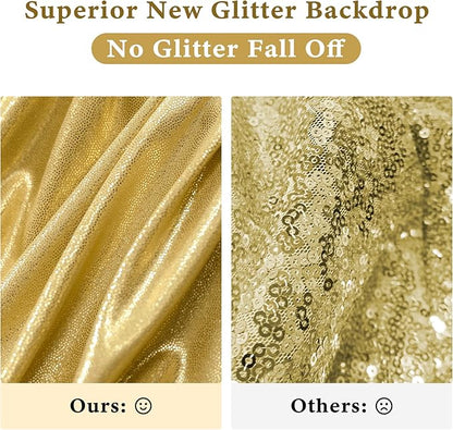 Outpain Thick 20 ft x 10 ft Gold Sequin Backdrop Curtain for Parties, Wrinkle Free Glitter Photo Backdrop Drapes 4 Panels 5x10ft Gold Back Drop Cloth for Wedding Christmas Photography Background