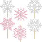 Snowflake Centerpiece Sticks Winter Frozen Theme Party Decorations 12PCS Glitter Snowflakes Table Toppers Ice Snowflake Centerpieces for Christmas Holiday Birthday Party Baby Shower Supplies