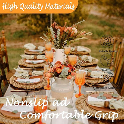 Plastic Wine Glasses，Plastic Goblets Vintage Style Cordial Drinking Glasses for Wedding Reception, Halloween Grand Event Party Supplies (48, Pumpkin orange)
