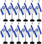 12 Pack Israel Desk Flags Set, Israeli Small Mini Table Office Flags with 12" Solid Black Pole, 8.2 x 5.5 Inches, Home and Office Decoration, Festival Celebrations