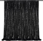 Black Backdrop for Halloween Decorations: Sequin Photo Curtains 10ft x 10ft Glitter Fabric for Wedding Party Baby Shower