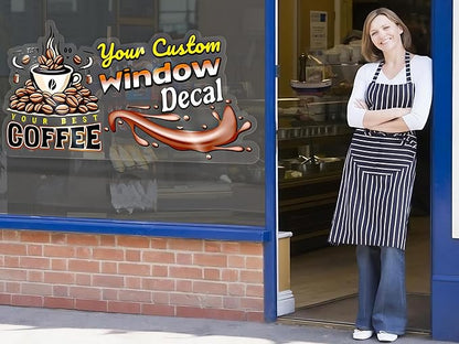 Window Clear Decal Design - Full Color ║ Your Logo or Design We Print Clear Permanent Sticker or Static Cling ║ Waterproof on Windows Storefront ║ Made in The USA ║ Customized Logo