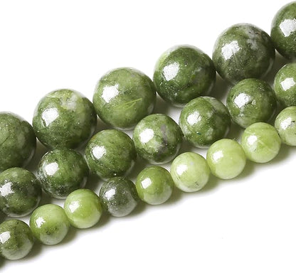 Matcha Green Jade Stone Beads Gemstone Round Crystal Energy Jade Beads Stone Beads for Jewelry Making DIY Bracelet Necklace Jewelry Making 1 Strand 15.5inch 60PCS 6MM