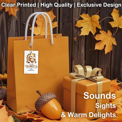40 PCS Fall Gift Tags Thanksgiving Gift Tags with String, 2.1" x 3.5" Thanksgiving Design Present Label for Present Bags, Fall Party Favor Decorations, 4 Styles - A02