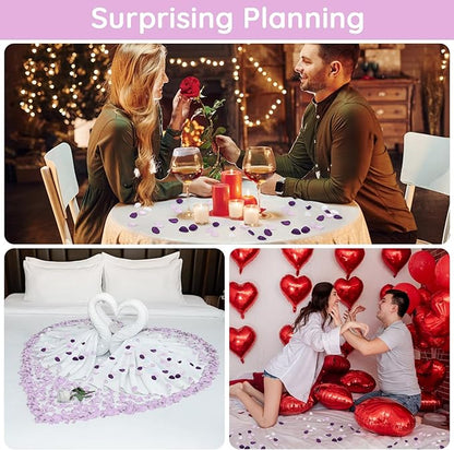 Suream Silk Flower Petals for Wedding, Purple Flower Girl Petals for Decoration, Silk Rose Petals for Bridal Shower Wedding Aisle Table Centerpieces Reception Tables Romantic Night Decoration(300 Pcs)