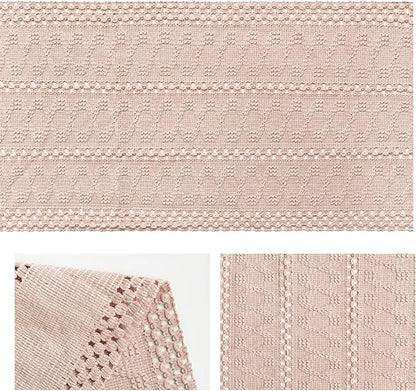 Artoid Mode Pink Farmhouse Woven Rustic Hollow Table Runner, Seasonal Holiday Hollow Kitchen Dining Table Decoration for Home Party Decor 12x120 Inch