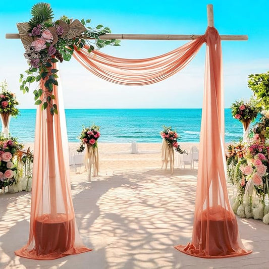 MDS Halloween Chiffon Draping Fabric - 1 Panel, 30" Wide x 20ft Long - Sheer Spooky Arbor & Canopy Drapery for Haunted House Backdrops, Party Ceilings, DIY Costumes & Themed Events - Terracotta