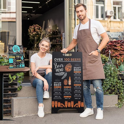 16x32 Double-Sided A-Frame Chalkboard Sign with 8x12 Chalkboard, Liquid & Solid Chalk Markers, Wedding & Event Signage