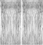 2 Pack Silver Foil Fringe Backdrop Curtains, Tinsel Streamers Birthday Party Decorations, Fringe Backdrop for Graduation, Baby Shower, Gender Reveal, Disco Party