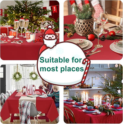 Hiasan 2 Pieces Red Tablecloth Rectangle - Wateproof and Spillproof Kitchen Christmas Washable Polyester Table Cloth for Dining Room, 54 x 108 Inch