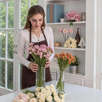 16 Pcs Cylinder Vases Set, 4,6,8,10 Inch Tall Clear Glass Vases for Centerpieces, Modern Floating Candle Holders Vase for Wedding, Table Shelf, Party, Home Decor