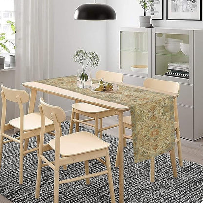 Vintage Boho Floral Table Runner, Rustic Old Farmhouse Yellow Retro Flower Pattern for Home Kitchen Table Decor Dining Coffee Room Party Decor 13x36in