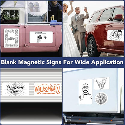 DIYMAG 2Pcs Blank Car Magnets, 24x12 Inch Cars Door Magnet Signs Rounded Corners Flexible Magnetic Bumper Sticker to Advertise Cover Logo Prevent Vehicle Scratches Dents