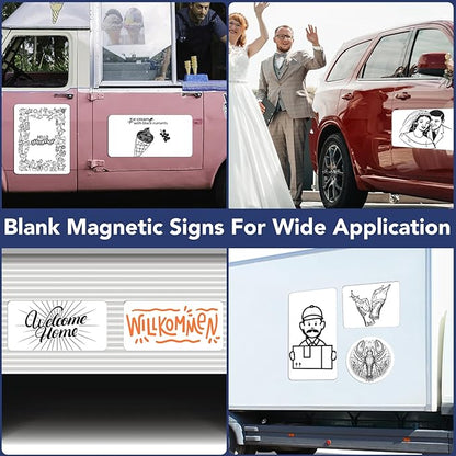 DIYMAG 4Pcs Blank Car Magnets,Door Magnet Rounded Corners Magnetic Set for Vehicle to Advertise Business Cover Company Logo Prevent Cars Scratches Dents, White, 24/" x 12/" -4P