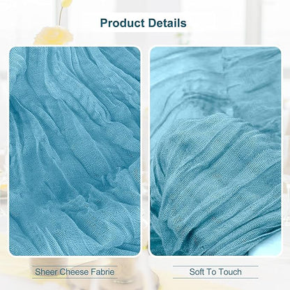 1 Pack Baby Blue Cheesecloth Table Runner 35x120 Inch 10Ft Rustic Gauze Cheese Cloth Table Runner Sheer Cheesecloth Table Runners for Wedding Party Bridal Shower Decoration