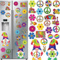 25 Pieces Car Magnet Decorations 60s Hippie Theme Party Magnetic Decals Fridge Magnets Flower Peace Car Magnetic Sticker Love Sign Colorful Hippie Decals for Refrigerator Mailbox Decor