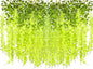 24 Pack Artificial Fake Wisteria Vine Ratta (3.75 Feet) Hanging Garland Silk Flowers String Home Party Wedding Decor (Green)