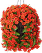 Artificial Fake Hanging Flowers Plants Baskets for Outdoor Fall Decoration, Faux Silk Orange Morning Glory in Planter UV Resistant Look Real for Home Porch Patio Balcony Yard Decor