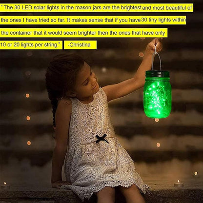 ZNYCYE Solar Mason Jar Lights, 12 Pack 30 LED Fairy Firefly Mason Jar Lids Outdoor Waterproof String Lights with Hangers(NO Jars) for Regular Mouth Jars Patio Garden Yard Wedding Decoration - Green