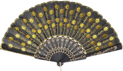 QIRMIZI 30 Pack Fabric Folding Handheld Fans, Perfect for Weddings, Parties, and Dancing,Yellow