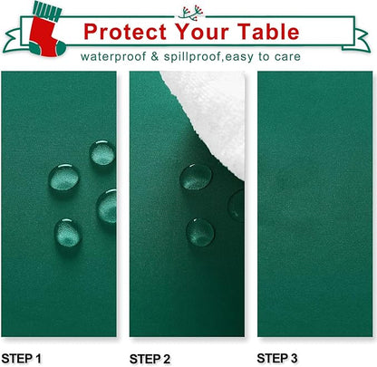 Hiasan Emerald Green Tablecloth for Rectangle Tables - Waterproof Washable Oblong Table Cloth for Dining Kitchen and Outdoor Use, 30 x 60 Inch