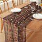 Black Embroidery Daisy Fall Table Runner 120Inch 10FT Florals Soft Sheer Tulle Fabric Table Runner for Home Decor, Brithday, Wedding, Baby Shower ,Holiday ,Parties, DIY Craft,1PC