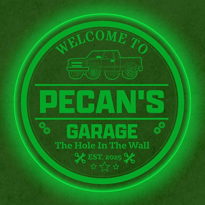 Custom Pickup Truck LED Sign – Personalized Color Changing Acrylic Wall Decor for Garage, Shop, or Man Cave (Garage 2, 12 INCHES)