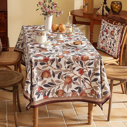 patdrea Designer Vintage Rectangle Tablecloth,Linen Pomegranates and Leaves Pattern Tablecloths,Fall Table Cover Cloth Decor for Kitchen Dining Christmas,Thanksgiving,63"x87"-Tehran a