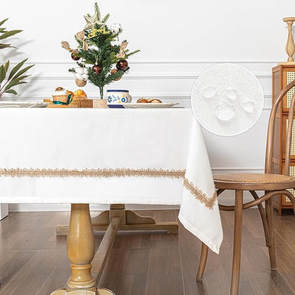 MYSKY HOME Table Cloth for Rectangular, Waterproof Tablecloth, Soft Cotton Indoor/Outdoor Tablecloths, Wrinkle Free Table Cloth Heavy Duty Rectangle Table Cloths for Parties & Dining Use, 55"X70"