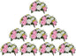 BLOSMON Flower Balls Rose Centerpieces: 10 Pcs Pink White Fake Flowers Kissing Balls Decor Artificial Wedding Floral Arrangements Silk Flower Bouquet with Base Home Party Room Table DIY Decorations
