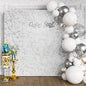 Qcity Matte White Sequin Wall Backdrop 36PCS, Black Back Not See-Through Design, Square Sequin Glitter Backdrop Panel, Perfect for Outdoor Events, Birthdays, Wedding and Party Decoration