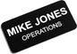 Custom Engraved Name Tag Badges – Personalized Identification with Pin or Magnetic Backing, 1.5 Inches x 3 Inches, Black/White