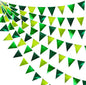 Gradient Green Party Decorations Metallic Fabric Ombre Green Triangle Pennant Banner Flag Bunting for Graduation Birthday Retirement Wedding Bachelorette Spring Summer St Patrick's Day Party Supplies