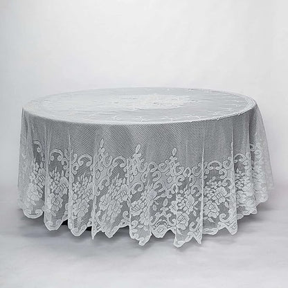 Tableclothsfactory 120" Ivory Premium Lace Round Tablecloth for Banquet Party Wedding Event Home Decor