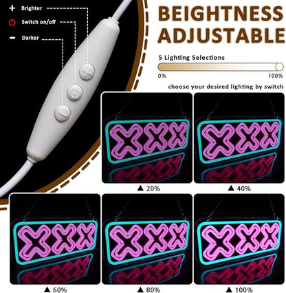 XXX Neon Sign for Wall Decor, Adults Only Led Signs for Room, USB Dimmable Funny Neon Lights for Adult Rated Movie Game Room Man Cave Party Business Pub Hotel Party Wall Decor