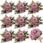 8 Bundles Artificial Peonies Flowers Boho Faux Flowers Arrangements Artificial Centerpiece Spring Bouquet Floral Wedding Decoration for Vase(Dark Purple)