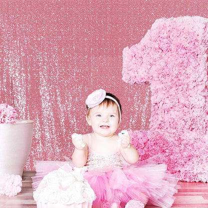 Poise3EHome 10FT x 10FT Sequin Photography Backdrop Curtain for Party Decoration, Fuchsia Pink
