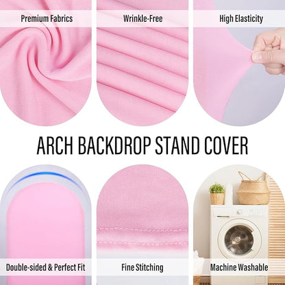 LEBENGURU Upgraded 5FT Wedding Arch Cover, Light Pink Spandex Fitted Arch Backdrop Cover, Round Top Chiara Stand Covers for Birthday Party Baby Shower Banquet Balloon Décor