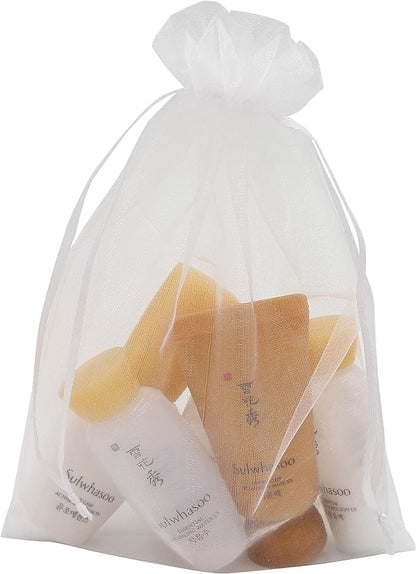 Wudygirl 100pcs 5X7 Inches White Organza Bags Christmas Drawstring Pouches Party Wedding Favor Bags Goodie bags(White 5x7)