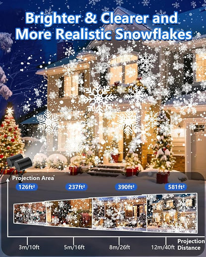 Christmas Projector Lights Outdoor, 2025 Upgraded Snowflake Double Head, 360° Rotating, IP65 Waterproof, Timer Function - Holiday, Party, Christmas Decorations & Gifts for Yard, Garden, Indoor