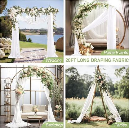 Wedding Arch Draping Fabric 2 Panels 30" X 20FT Sheer Arch Drapes Fabric White Backdrop Curtains for Wedding Arbor Ceremony Birthday Party