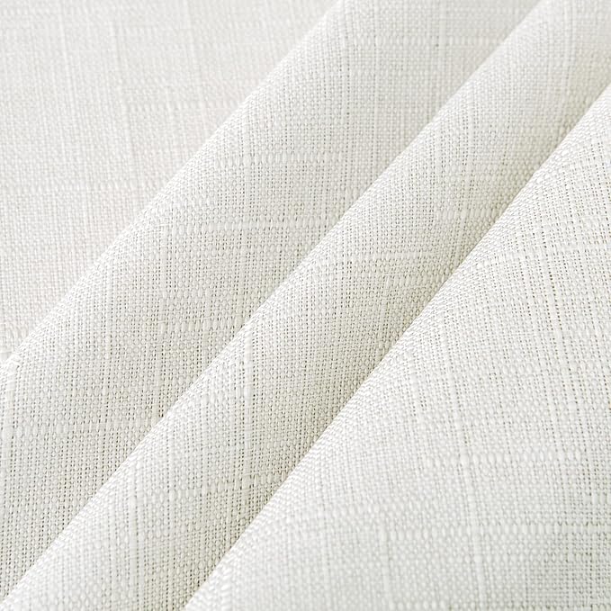 NLMUVW White Linen Table Cloth for Rectangle - Rustic Textured 6ft Tablecloth Water Resistant Farmhouse for Cafe Dining Card Kitchen, 54 x 96 Inch
