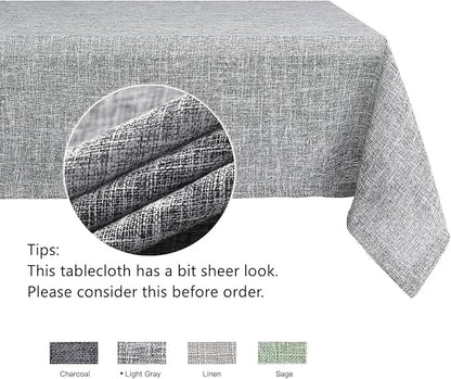 maxmill Flaxy Faux Linen Table Cloth with 2-Tone Slubby Texture Wrinkle Resistant Anti-Shrink Soft Tablecloth for Kitchen Dining Tabletop for Banquet Parties Rectangle 60 x 140 Inch Light Grey